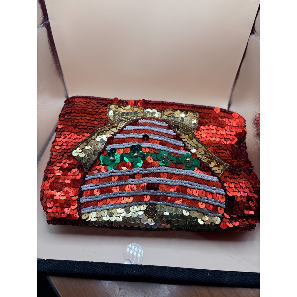 MAGID Holiday Sequin Bow Festive Mini Purse, Shoulder Strap Excellent Condition